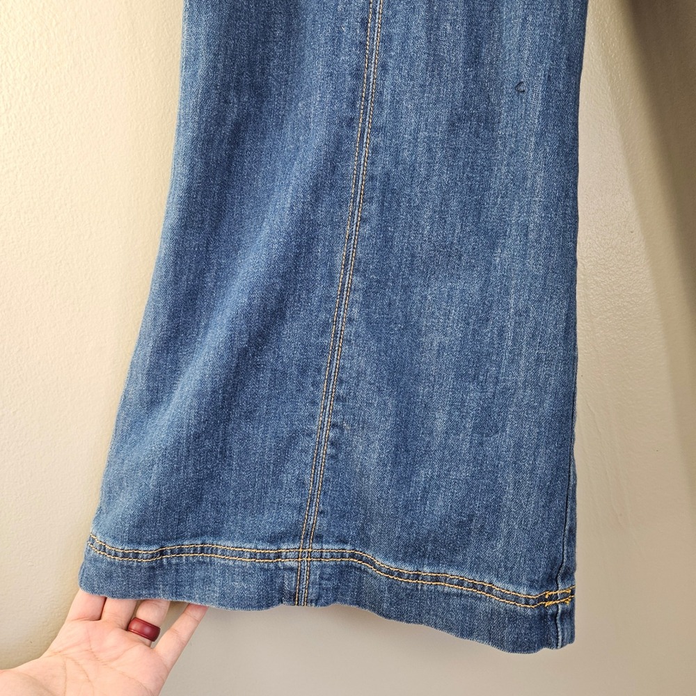 Pilcro Anthropologie Ultra High Rise Cropped Wide Leg Belted Jeans Sz 32 Blue - Picture 4 of 8